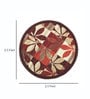 Red Floral Polyester 2.5 ft x 2.5 ft Machine Made Round Carpet