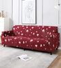 Red Floral Polyester 4 Seater Sofa Cover