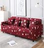 Red Floral Polyester 4 Seater Sofa Cover