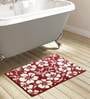 Red Floral Polyester AntiSkid Bathmat