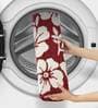 Red Floral Polyester AntiSkid Bathmat