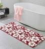 Red Floral Polyester AntiSkid Bathmat