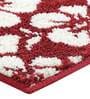 Red Floral Polyester AntiSkid Bathmat