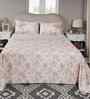 Red Floral Print 300 TC Cotton King Size Bed Sheet with 2 Pillow Covers Sensory Bloom Collection
