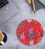 Red Floral Printed Round Mousepad