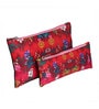 Red Floral Printed Utility Pouches Set of 2