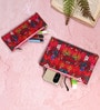 Red Floral Printed Utility Pouches Set of 2