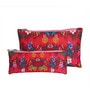 Red Floral Printed Utility Pouches Set of 2
