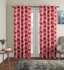 Red Floral Polyester 9Ft Semisheer Eyelet Door Curtains (Set Of 2)