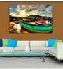 Empty Boat In Multicolor Canvas Framed Art Print (33 x 21 Inches)