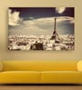 City Under Sky In White Canvas Framed Art Print (33 x 21 Inches)