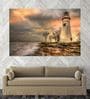 Light House In Red Canvas Framed Art Print (33 x 21 Inches)