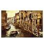 City Under Water In Brown Canvas Framed Art Print (33 x 21 Inches)