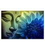 Buddha In Blue Canvas Framed Art Print (33 x 21 Inches)