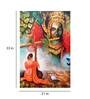 krishna With Flute In Red Canvas Framed Art Print (33 x 21 Inches)
