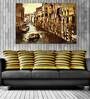 City Under Water In Brown Canvas Framed Art Print (33 x 21 Inches)