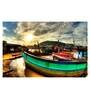 Empty Boat In Multicolor Canvas Framed Art Print (33 x 21 Inches)