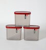 Red Fusion Oval Plastic Container (Set of 3)