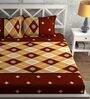 Red Geometric 180 TC Microfiber Queen Sized Bed Sheets with 2 Pillow Covers