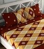 Red Geometric 180 TC Microfiber Queen Sized Bed Sheets with 2 Pillow Covers