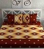 Red Geometric 180 TC Microfiber Queen Sized Bed Sheets with 2 Pillow Covers