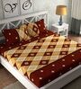 Red Geometric 180 TC Microfiber Queen Sized Bed Sheets with 2 Pillow Covers