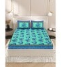 Green Floral 200 TC Cotton Double Queen Sized Bedsheet With 2 Pillow Covers