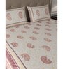Red Traditional 600 TC Cotton Double King Sized Bedsheet With 2 Pillow Covers