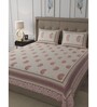 Red Traditional 600 TC Cotton Double King Sized Bedsheet With 2 Pillow Covers