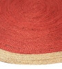 Red Geometric Jute 3 ft x 3 ft Hand Woven Carpet