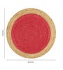 Red Geometric Jute 3 ft x 3 ft Hand Woven Carpet