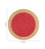 Red Geometric Jute 4 ft x 4 ft Hand Woven Carpet