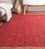 Red Geometric Jute 4 ft x 6 ft Hand Woven Carpet