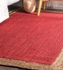 Red Geometric Jute 4 ft x 6 ft Hand Woven Carpet