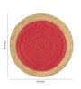 Red Geometric Jute 5 ft x 5 ft Hand Woven Carpet
