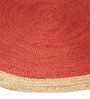 Red Geometric Jute 5 ft x 5 ft Hand Woven Carpet