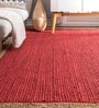 Red Geometric Jute 5 ft x 7 ft Hand Woven Carpet