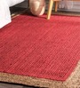 Red Geometric Jute 5 ft x 7 ft Hand Woven Carpet