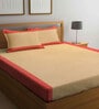 Red Geometric TC 300 100% Cotton Queen Size Bedsheet with 2 Pillow Covers