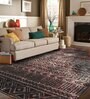 Red Geometrical Polypropylene 3 ft x 5 ft Machine Made Carpet