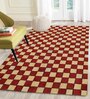Red Geometrical Wool 5 ft x 7 ft Hand Tufted Carpet