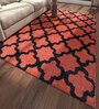 Red Geometrical Wool 5 ft X 8 ft Flat Weaves