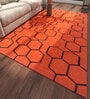Red Geometrical Wool 5 ft X 8 ft Flat Weaves