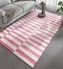 Red Geometrical Wool and Viscose 5 ft X 8 ft Flat Weaves
