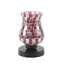 Red Glass Shade Table Lamp with Black Base