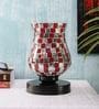Red Glass Shade Table Lamp with Black Base