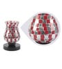 Red Glass Shade Table Lamp with Black Base