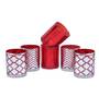 Set Of 6 Votive Red Glass Candle Holder With Tealight