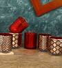 Set Of 6 Votive Red Glass Candle Holder With Tealight
