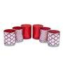 Set Of 6 Votive Red Glass Candle Holder With Tealight